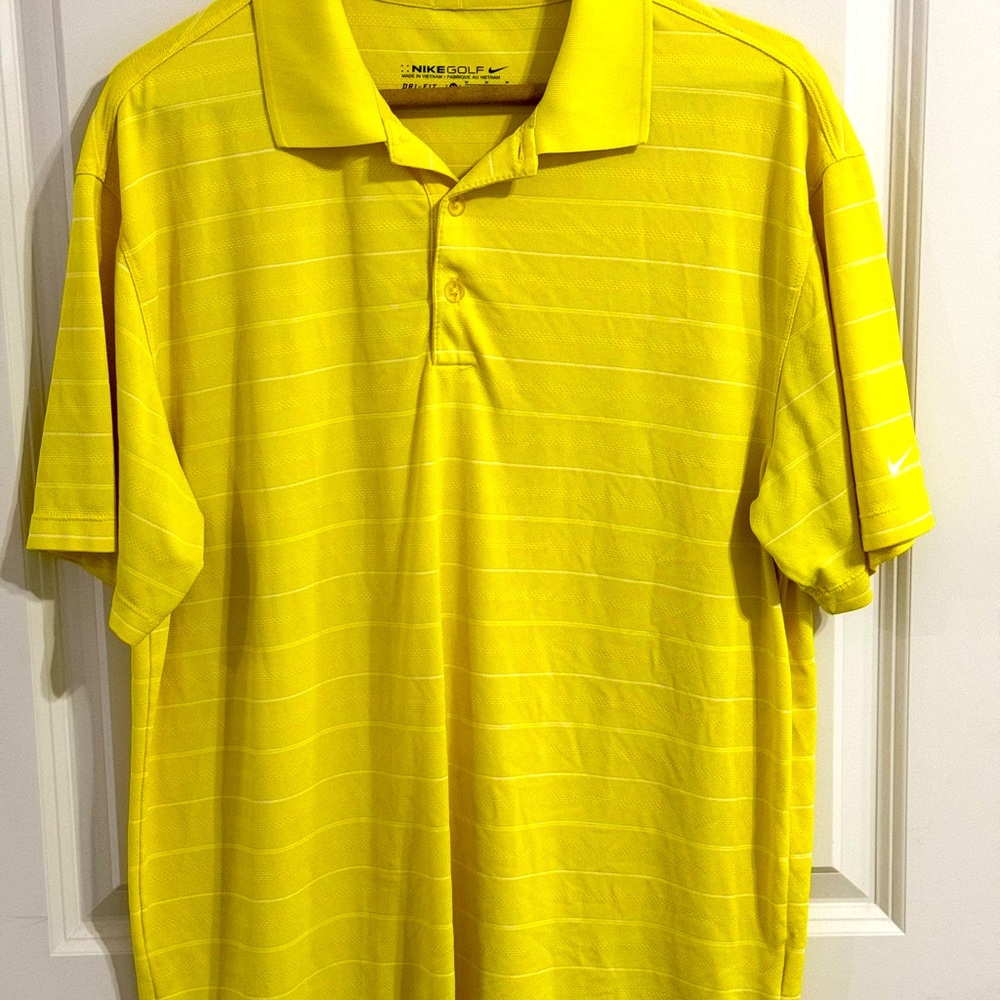 MENS NIKE GOLF POLO VIBRANT YELLOW/WHITE MEDIUM
